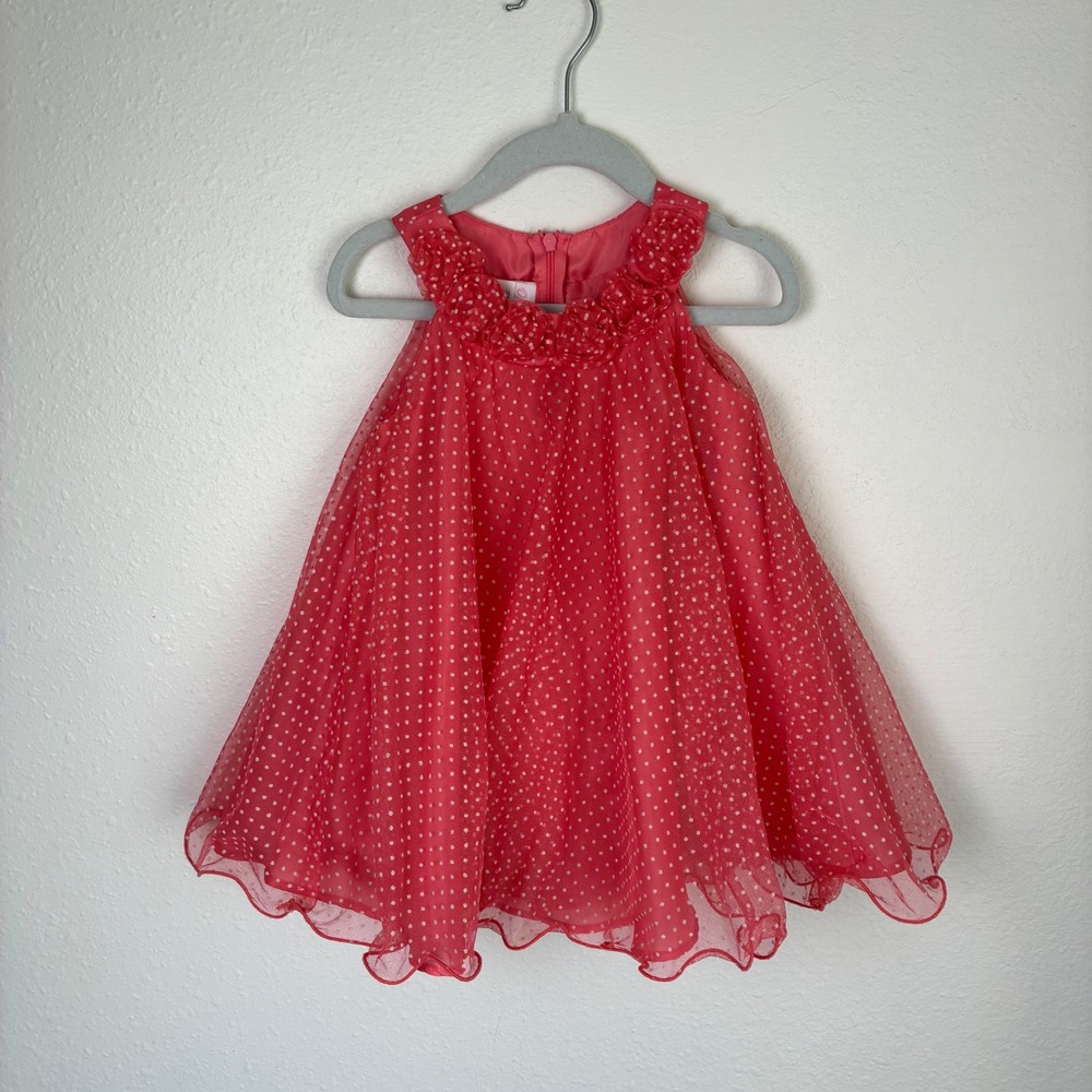 Bonnie Baby Girls Pink Polka Dot Party Birthday Dress 24M R17307-F